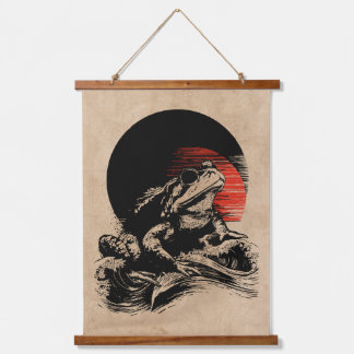 Tapisserie Suspendue Cool Toad Wabi Sabi Art | Grenouille japonaise vin