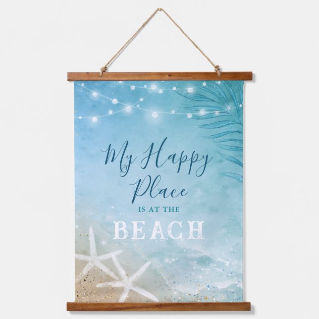 Tapisserie Suspendue Cool Vintage Bleu Turquoise Aquarelle Art Beach (Recto)