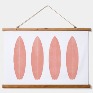 Tapisserie Suspendue Coral Watercolor Surfboards Beach Nursery Decor