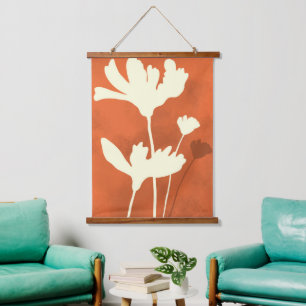 Tapisserie Suspendue Cosmos Floral Silhouette avec arrière - plan orang