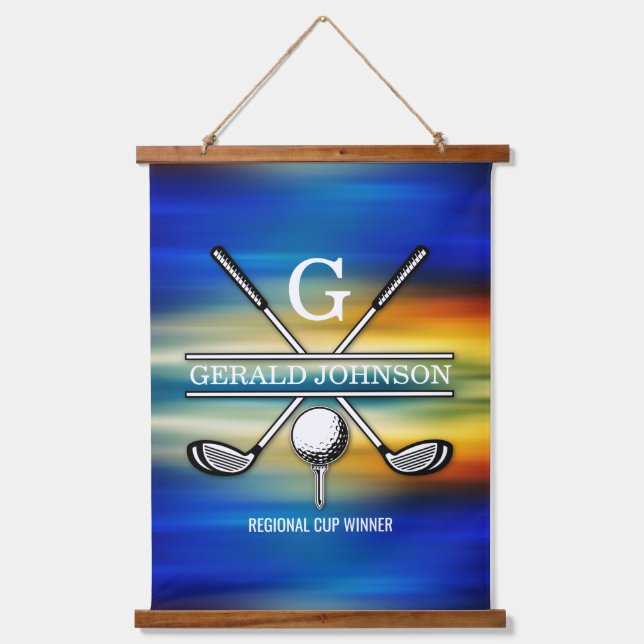 Tapisserie Suspendue Coucher de soleil Elegant Golf Monogramme Design (Recto)