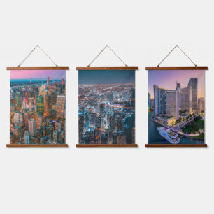Tapisserie Suspendue Coucher de soleil sur la skyline de New York   Cré
