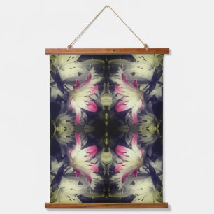 Tapisserie Suspendue Couleur Partielle Noir Et Blanc Lily Flower Abstra