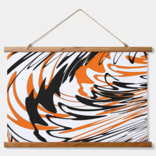 Tapisserie Suspendue Couleurs Bengale Lignes Orange et Noires Ondulées