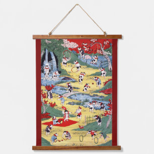 Tapisserie Suspendue Country japonaise Cats, Utagawa Kunitoshi