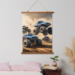 Tapisserie Suspendue Courses de Monster Trucks dans le désert,