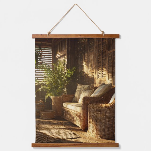 Tapisserie Suspendue Cozy Sunlit Reading Nook Boho Interior Art (Recto)