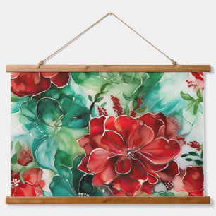 Tapisserie Suspendue Crimson Yuletide fleurit Botanique