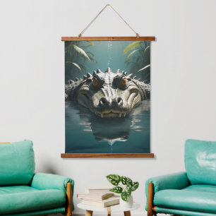 Tapisserie Suspendue Crocodile serène dans l'eau Jungle Art Imprimer
