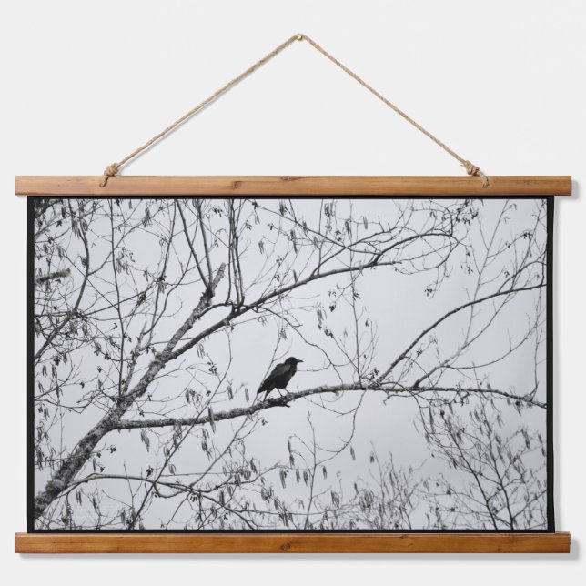 Tapisserie Suspendue Crow dans un Birch Tree (Devant)