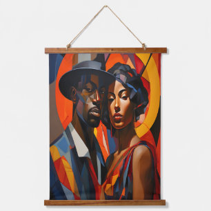 Tapisserie Suspendue Cubisme Abstrait Gras Couple Portrait - Art Modern