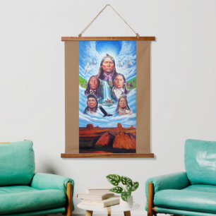 Tapisserie Suspendue Custom Ajouter Texte Native Americans Indian Peint