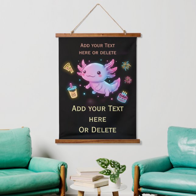 Tapisserie Suspendue Custom Axolotl Cute Glowing Party Wall Tapestry (Salon)