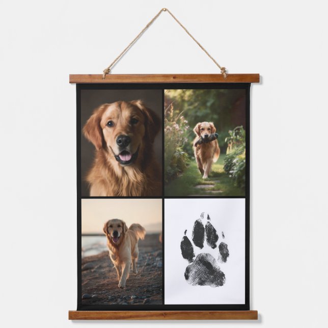Tapisserie Suspendue Custom Dog Photos Collage Paw Print Personalized (Recto)