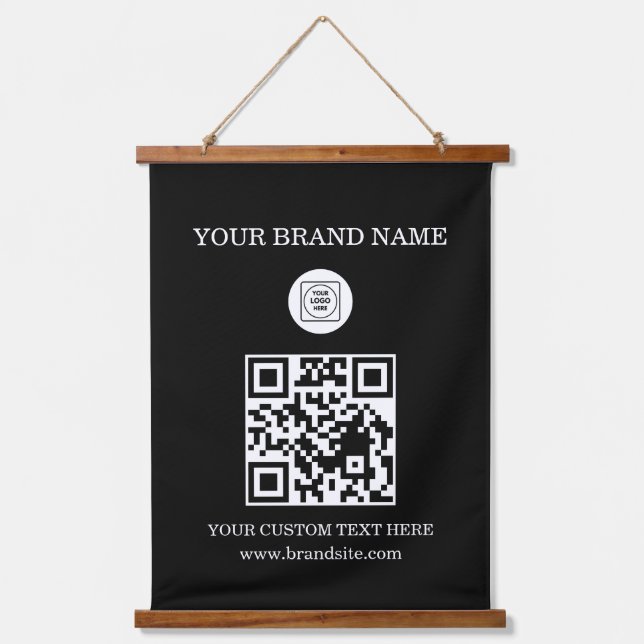 Tapisserie Suspendue Custom QR Code Logo and Text Branding Display (Recto)