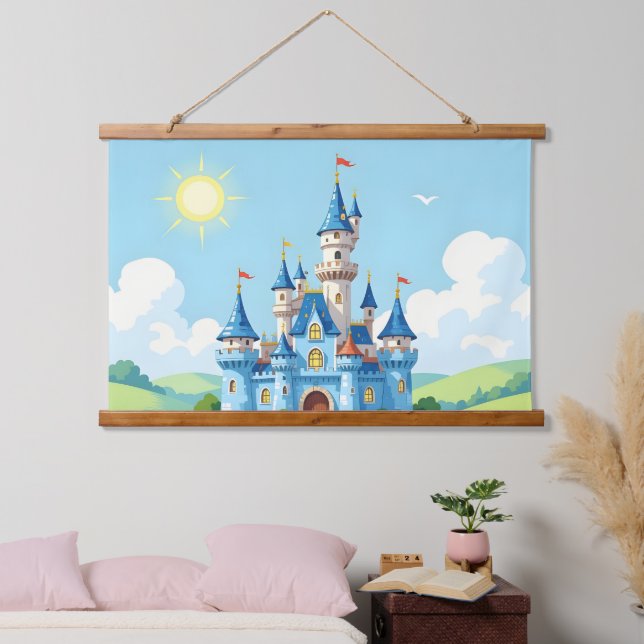 Tapisserie Suspendue Cute blue and white castle (Chambre à coucher)