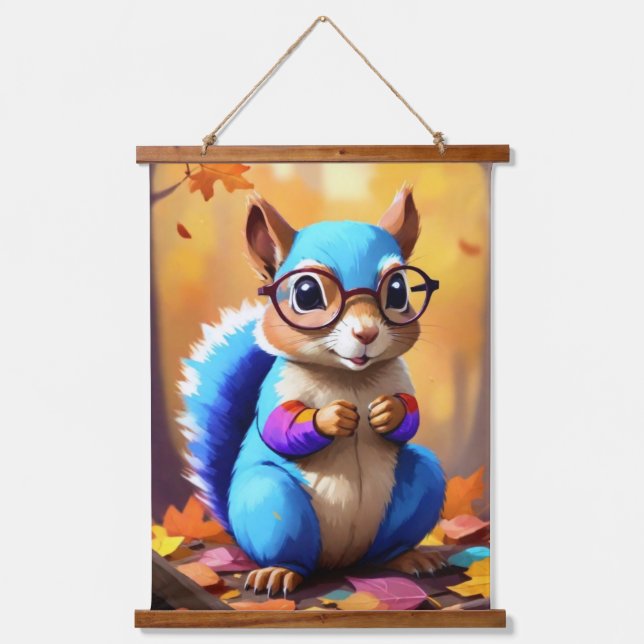 Tapisserie Suspendue Cute Blue Squirrel Portant des lunettes-46506 (Recto)