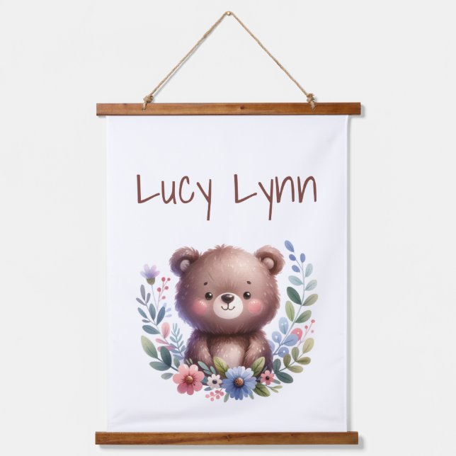 Tapisserie Suspendue Cute Cute Bear Cub Nursery Wall Art (Recto)