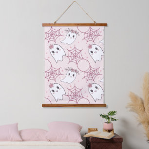 Tapisserie Suspendue Cute Halloween Ghost & Spiderweb Motif (2)