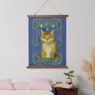 Tapisserie Suspendue Cute Kitten au style Art Nouveau Vintage