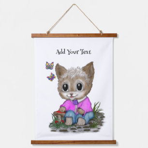 Tapisserie Suspendue Cute Kitty Chat et Papillon