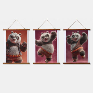 Tapisserie Suspendue Cute Martial Arts Panda Wall Art Set of 3 Kids Roo