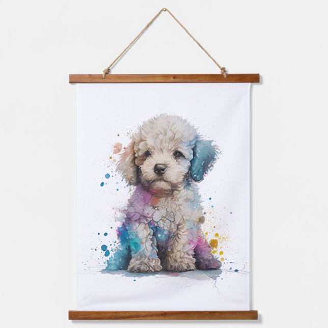 Tapisserie Suspendue Cute Poodé Chiot Aquarelle Art (Recto)