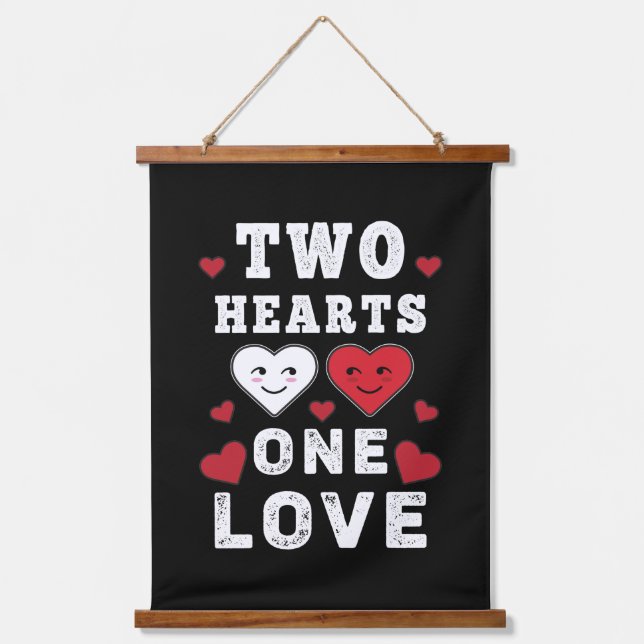 Tapisserie Suspendue Cute Two Hearts One Love Anniversaire Saint-Valent (Recto)