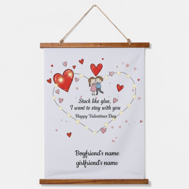 Tapisserie Suspendue Cute Valentine's day couple hearts custom (Recto)