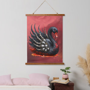 Tapisserie Suspendue Cygne noir d'os – Élégance gothique