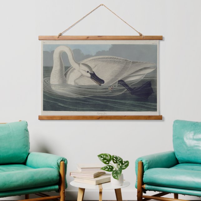 Tapisserie Suspendue Cygne Trumpeter blanc vintage (Salon)