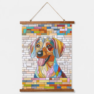 Tapisserie Suspendue Dachshund chien - Doxie -mosaïque colorée