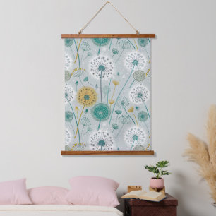 Tapisserie Suspendue Dandelion Whimsical - Jaune, Blanc & Turquoise