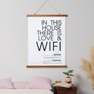 Tapisserie Suspendue Dans cette maison il ya l'amour et WiFi Wall Art