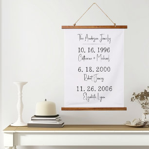 Tapisserie Suspendue Dates familiales personnalisées Garder la fête des