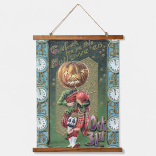 Tapisserie Suspendue Début des années 1900 Vintage Halloween Salutation