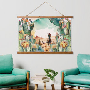 Tapisserie Suspendue Décor de cactus du désert d'une tordeuse