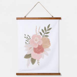 Tapisserie Suspendue Décor rose et or Floral verdure Girl Nursery