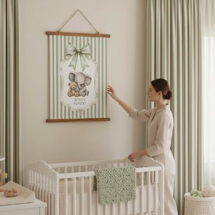 Tapisserie Suspendue Décoration de nurserie éléphant et ours en peluche