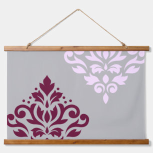 Tapisserie Suspendue Défiler Damask Art I Plum rose Grey