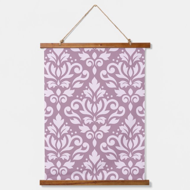 Tapisserie Suspendue Défiler Damask Grand Motif rose sur Mauve (Recto)