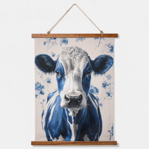 Tapisserie Suspendue Delft Blue Cow - Un hommage artistique intemporel