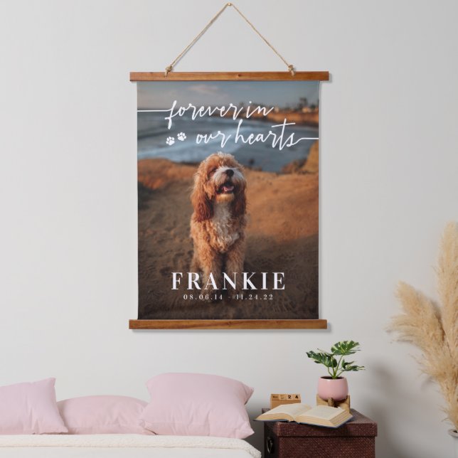 Tapisserie Suspendue Des pattes pour toujours dans nos coeurs Pet Photo (Chambre à coucher)