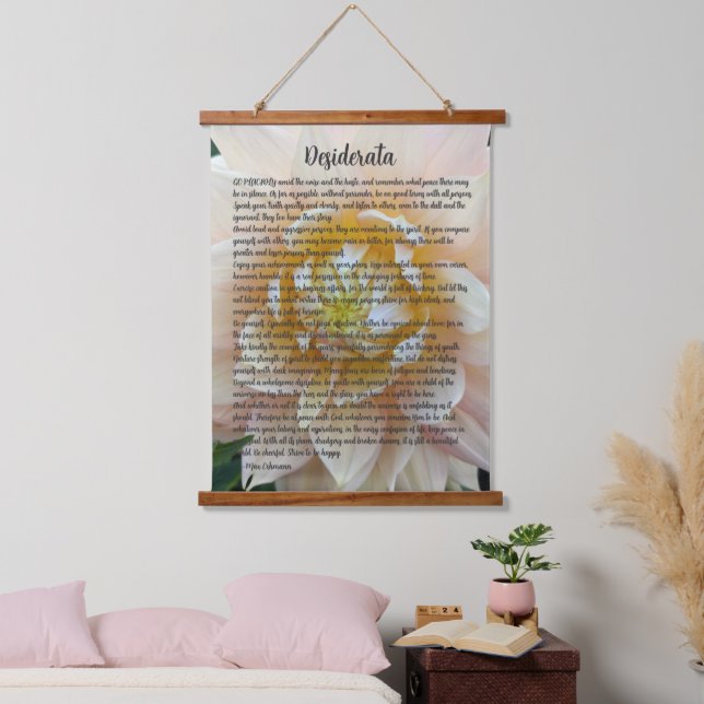 Tapisserie Suspendue Desiderata Poem Blush Rose Dahlia Bloom (Chambre à coucher)