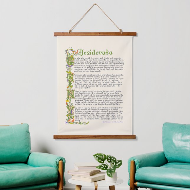 Tapisserie Suspendue Desiderata Prose par M. Ehrmann (Salon)
