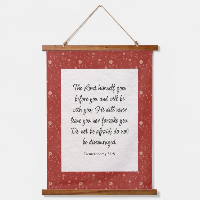 Tapisserie Suspendue Deutéronome 31:8 Image du couplet biblique (Recto)