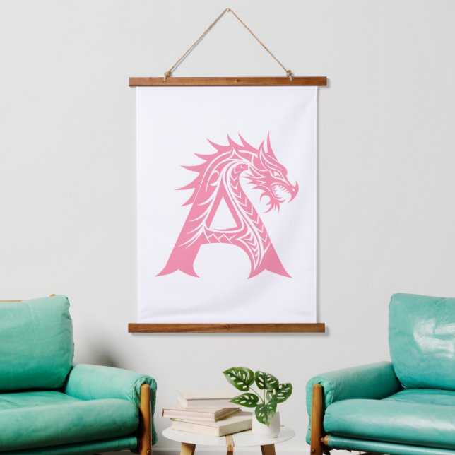 Tapisserie Suspendue Dragon Styled Letter A, Dragon Alphabet, Monogram (Salon)