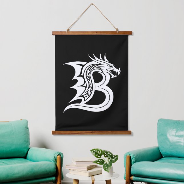 Tapisserie Suspendue Dragon Styled Letter B, Dragon Alphabet, Monogram (Salon)