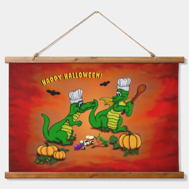 Tapisserie Suspendue Dragons - Joyeux Halloween ! Aujourd'hui je vais c (Devant)