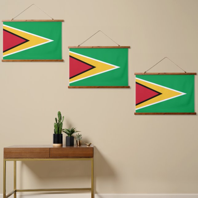 Tapisserie Suspendue Drapeau de Guyana (Asymétrique)